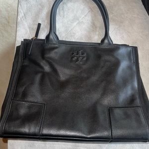 Tory Burch Large Canvas Leather Tote Shoulder Bag
